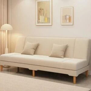 White luxury sofa bed with a convertible design and soft cushion for modern interiors.