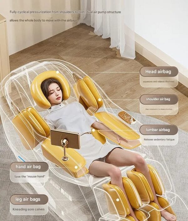 Ergonomic massage chair with salon-inspired design and full-body comfort features.